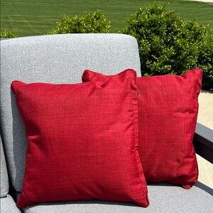 Blazing Needles Red Outdoor Throw Pillows - Set of 2.